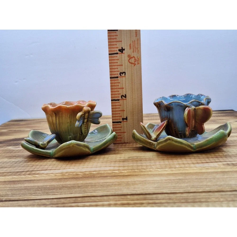 Porcline Lilly Pad Butterfly And Dragonfly Candle Holder Or Succulent‎ Planters.
